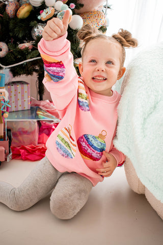 Mega Ornament Sweatshirt Pink Child Size Queen of Sparkles