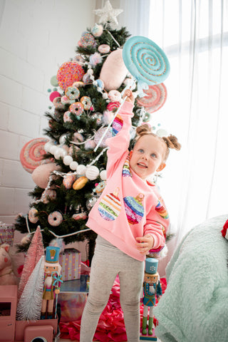 Mega Ornament Sweatshirt Pink Child Size Queen of Sparkles