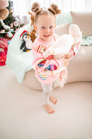 Mega Ornament Sweatshirt Pink Child Size Queen of Sparkles