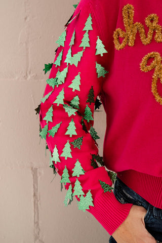 Christmas Queen Tree Sweater Pink Queen of Sparkles