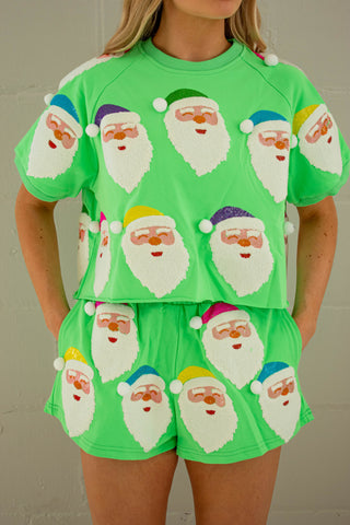 Scatter Santa Top Neon Green Queen of Sparkles
