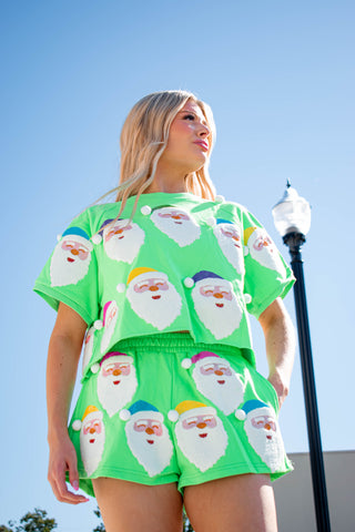 Scatter Santa Top Neon Green Queen of Sparkles