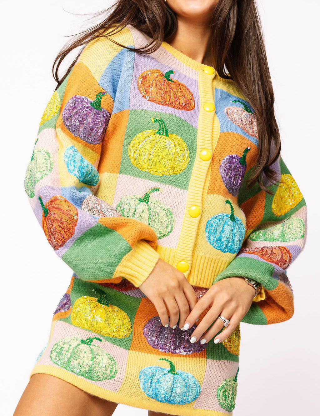 Preorder Pumpkin Button Up Cardigan - Pastel Colorblock [Queen of Sparkles]