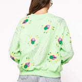 Preorder Fuzzy Spider & Web Sweatshirt - Neon Green [Queen of Sparkles]