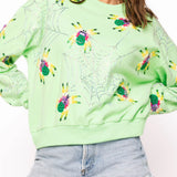 Preorder Fuzzy Spider & Web Sweatshirt - Neon Green [Queen of Sparkles]