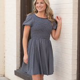 Frankie Smocked Mini Dress - Navy White