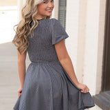 Frankie Smocked Mini Dress - Navy White