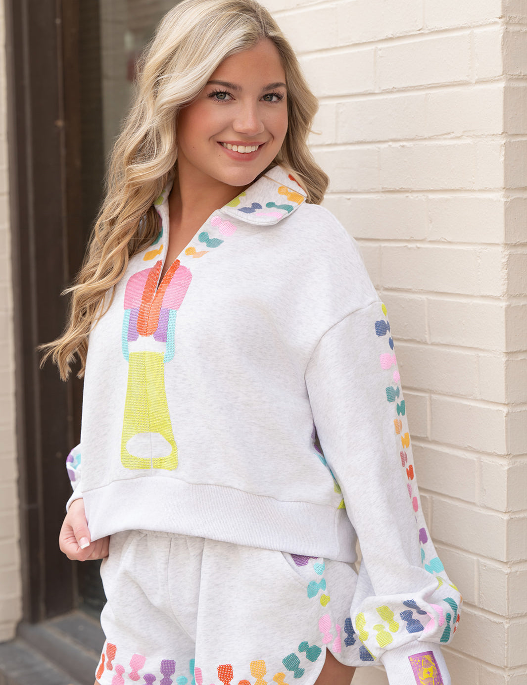 Grey Mutli Zipper Collar Sweatshirt - Queen of Sparkles