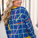 Queen of Sparkles Multi School Supplies Ruler Trim Button Up Cardigan
