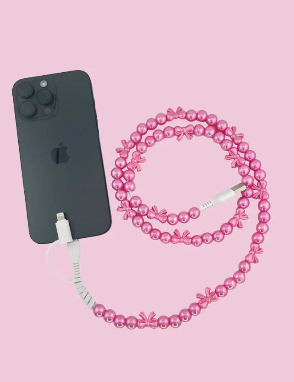 2 in 1 Beaded USB Charger- Pearls & Bows