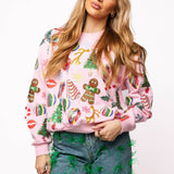 Light Pink Christmas Icons Sweatshirt - Light Pink [Queen of Sparkles]