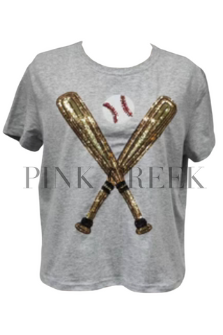 Baseball Tee Grey and Gold Queen of Sparkles