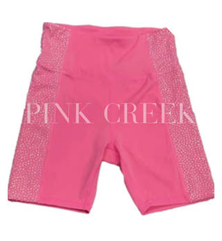 6 Inch Pink Rhinestone Biker Shorts Queen of Sparkles Pink