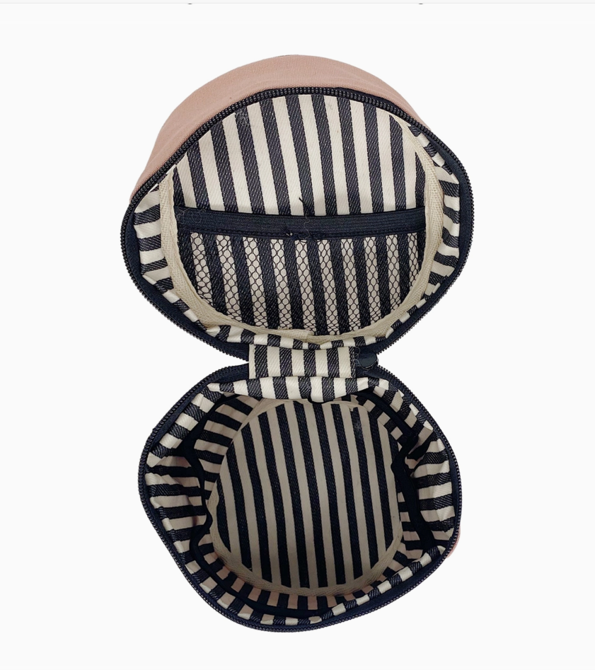 Round Skin Care Case with Handle – Pink/Blush