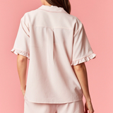 Mini Ric Rac with Ruffle Detailed Striped Short Sleeve & Shorts Pajama Set