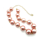 Rose Wrinkled Pearls Amelia Necklace- Gold- Leetie Lovedale
