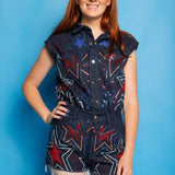 Denim Groovy Star Romper - Denim [Queen of Sparkles]