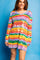 Stripe Paillette Long Sleeve Knit Dress - Rainbow [Queen of Sparkles]
