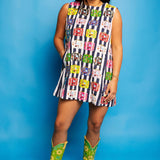 Striped Multi Vintage Suitcase Tank Dress - Navy & White [Queen of Sparkles]