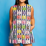 Striped Multi Vintage Suitcase Tank Dress - Navy & White [Queen of Sparkles]