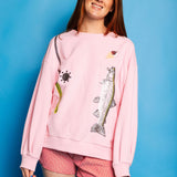 Fishing Pole With Hooked Fish Sweatshirt - Pink [Queen of Sparkles]