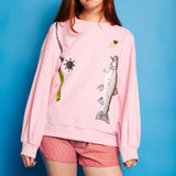 Fishing Pole With Hooked Fish Sweatshirt - Pink [Queen of Sparkles]