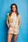 Stripe Multi Shell Tie Collar Romper - Tan [Queen of Sparkles]