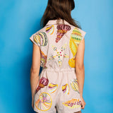 Stripe Multi Shell Tie Collar Romper - Tan [Queen of Sparkles]