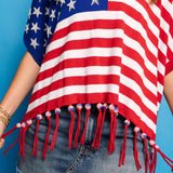 American Flag Knit Poncho - American [Queen of Sparkles]