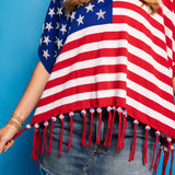 American Flag Knit Poncho - American [Queen of Sparkles]