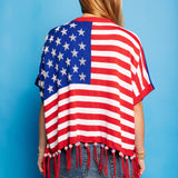 American Flag Knit Poncho - American [Queen of Sparkles]