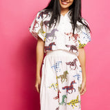 Multi Horse Cotton Maxi Skirt - White [Queen of Sparkles]