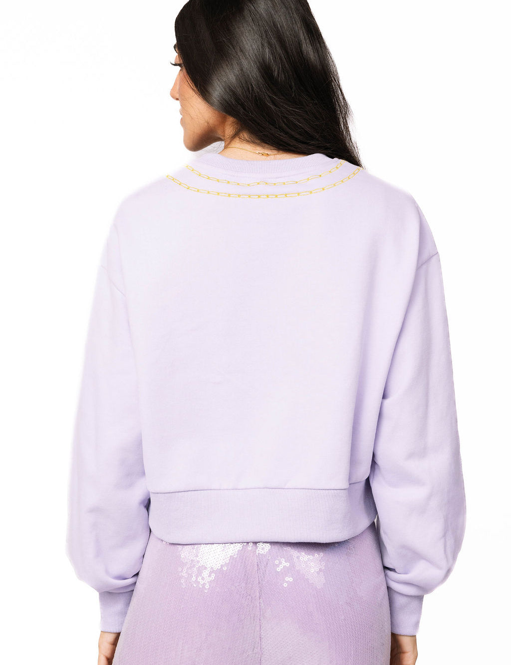 Licensed Lavender Wicked Charm Necklace Sweatshirt- Lavender [Queen Of Sparkles]