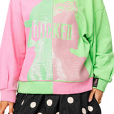Licensed Green & Pink Colorblock Character Profile 'Wicked' Sweatshirt [Queen of Sparkles]-Multi