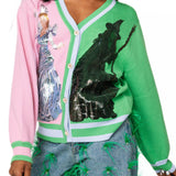Licensed Colorblock Glinda & Elphaba Button Up Cardigan - Multi [Queen of Sparkles]