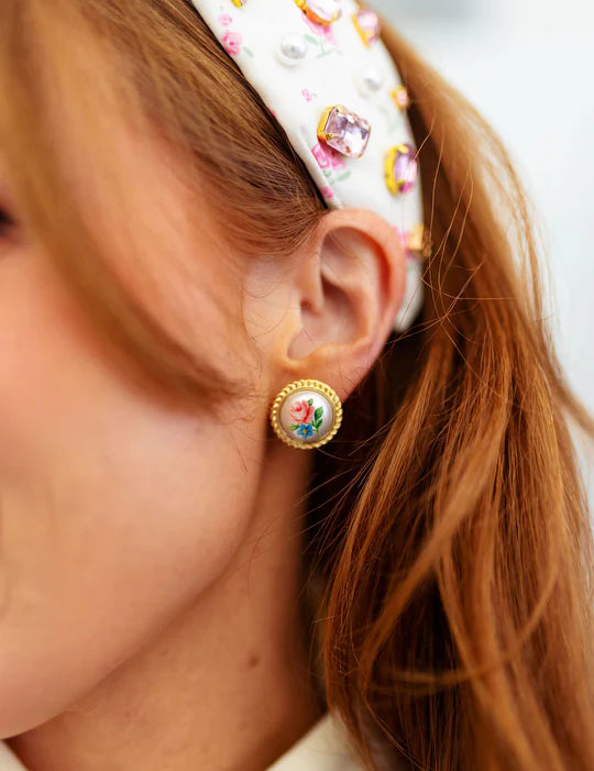 Brianna Cannon Grandma’s Floral Pearl Stud Earrings