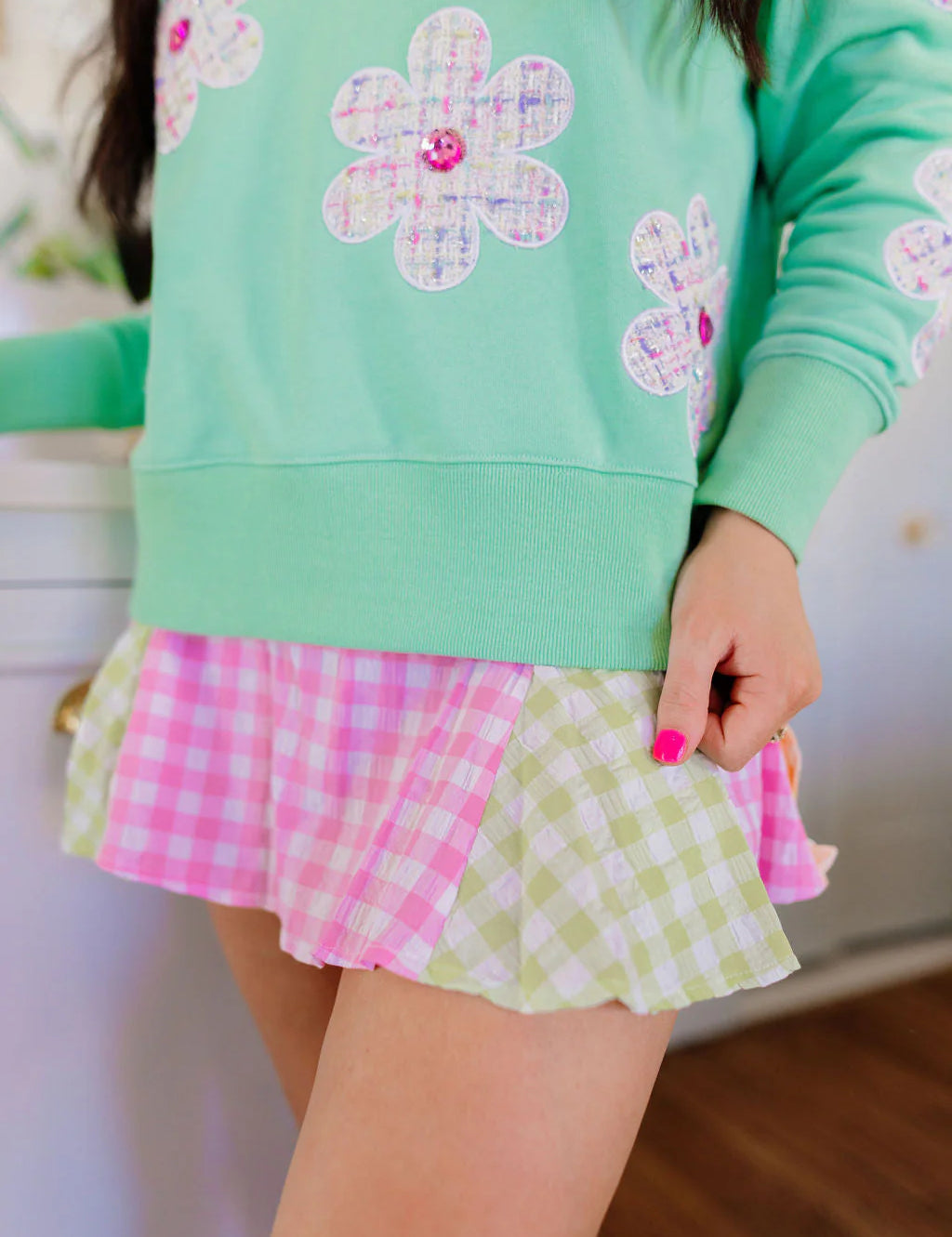 Color Block Gingham Pleated Skort – Brianna Cannon