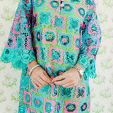 Turquoise Mosaic Lace Caftan Dress – Brianna Cannon
