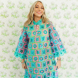 Turquoise Mosaic Lace Caftan Dress – Brianna Cannon