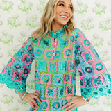 Turquoise Mosaic Lace Caftan Dress – Brianna Cannon