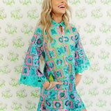 Turquoise Mosaic Lace Caftan Dress – Brianna Cannon