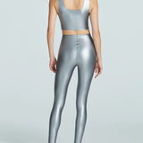 High Rise Faux Leather Legging Platinum