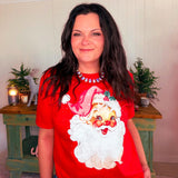 Retro Santa Graphic Tee-Red