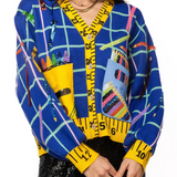 Queen of Sparkles Multi School Supplies Ruler Trim Button Up Cardigan