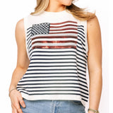 Queen of Sparkles American Flag Stripe Knit Tank