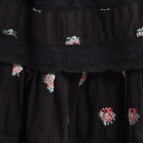Galette Floral Embroidered Peplum Top - Black Combo [LoveShackFancy]