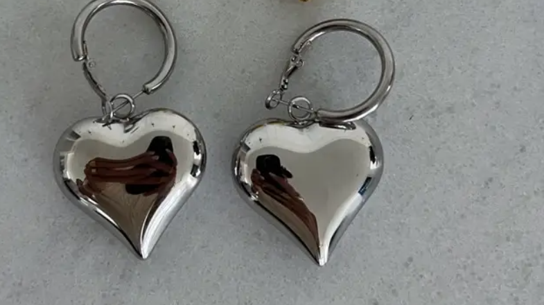 Bubble Heart Earring-Chansuttpearls-Silver