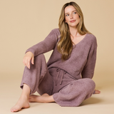 Solid Marshmallow V-Neck Lounge Set - Softies-Driftwood