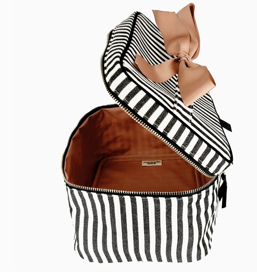 Bag-all Medium Box Makeup and Toiletry Bag in Striped
