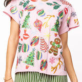 Preorder - Light Pink Christmas Icon Tee Shirt - Light Pink [Queen of Sparkels]